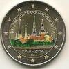 Gekleurde euromunten 2 Euro Letland 2014 Riga, de culturele hoofdstad 2014 Gekleurd -
