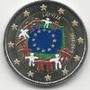 Gekleurde euromunten 2 Euro Letland 2015 Europese Vlag Gekleurd -