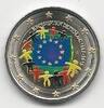 Gekleurde euromunten 2 Euro Duitsland Europese Vlag Gekleurd -
