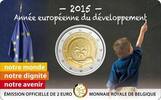 Speciale 2 euromunten 2 Euro België 2015 Europees jaar van ontwikkeling in coincard Franstalig -